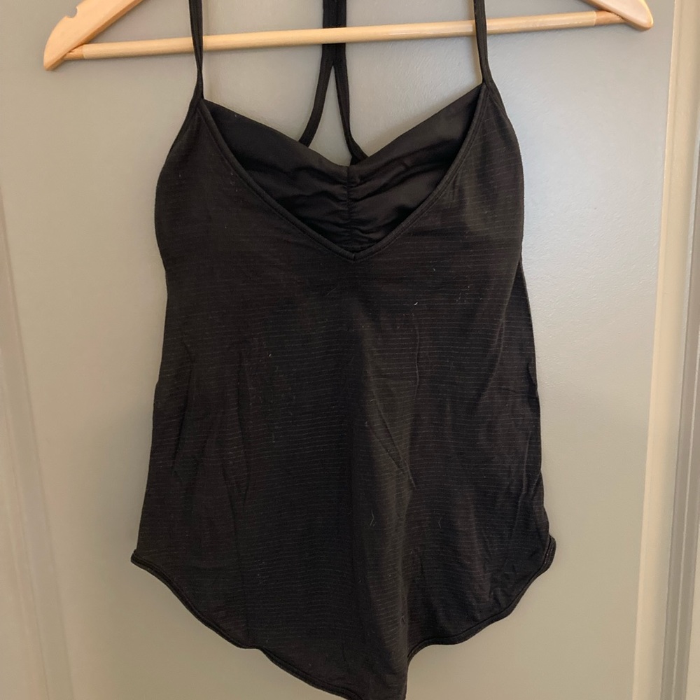 Black Lululemon athletic tank top with built in sports bra